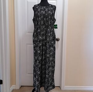 NEW Andrew Marc Wide Leg Romper Black White Floral Jumpsuit Women's Size XL